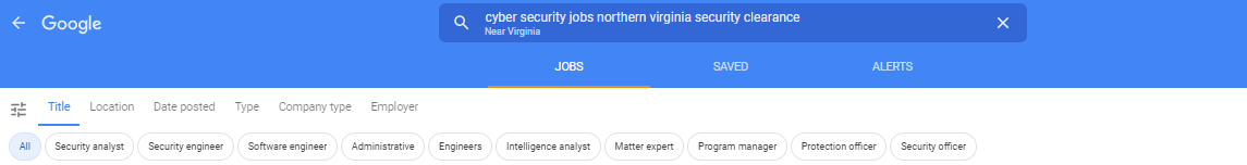 Google for Jobs Search Results - Cyber Security Jobs Northern Virginia - Title