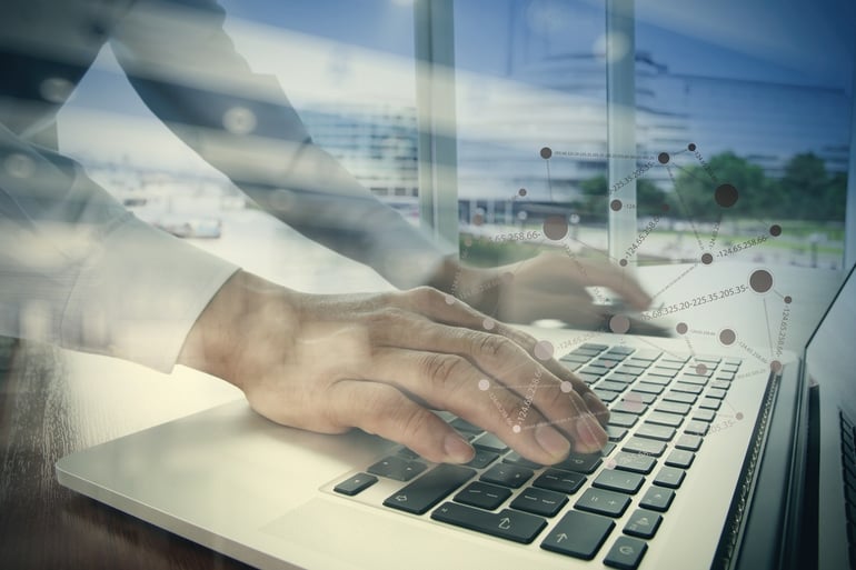 double exposure of businessman hand working with business documents on office table with laptop computer with social media diagram.jpeg